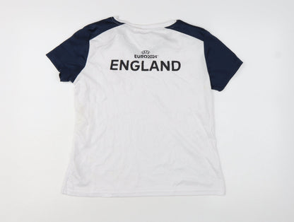 UEFA Women White England Euro 2024 V-Neck T-Shirt S
