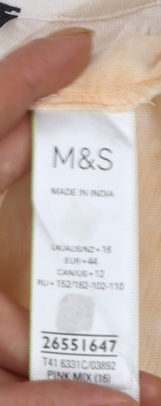 Marks and Spencer Womens Multicoloured Tie Dye Cotton T-Shirt Size 16