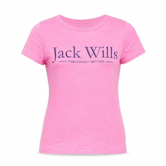 Jack Wills Womens Pink Basic Cotton Crew Neck T-Shirt UK 8