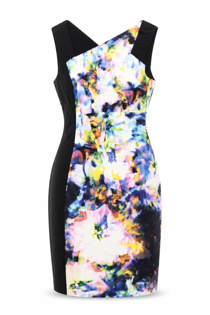 Karen Millen Women's Multicoloured Floral Bodycon Dress Size 12