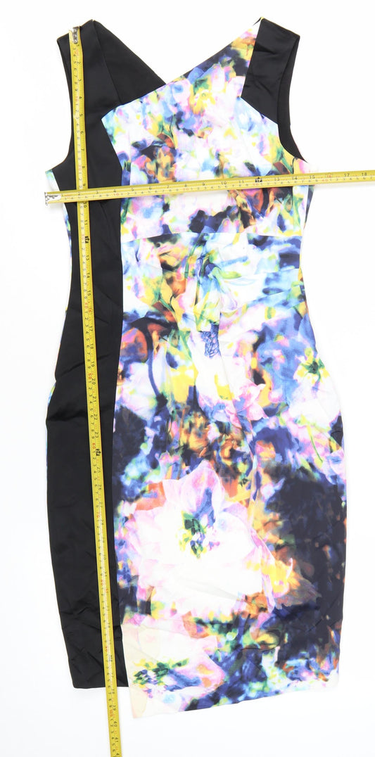 Karen Millen Women's Multicoloured Floral Bodycon Dress Size 12
