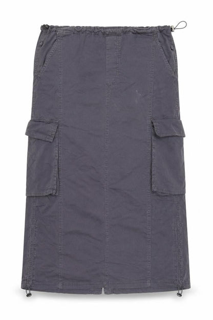 Bershka Women's Grey Cargo Midi Skirt Size S Cotton Twill