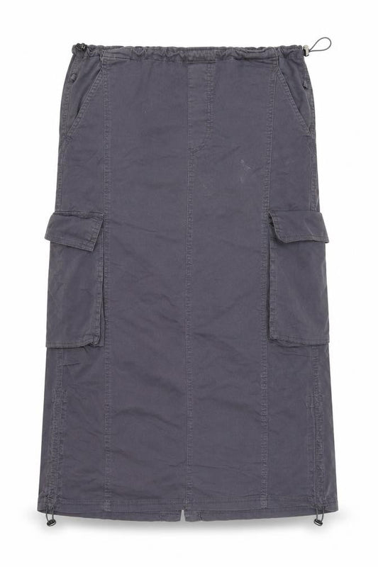 Bershka Women's Grey Cargo Midi Skirt Size S Cotton Twill