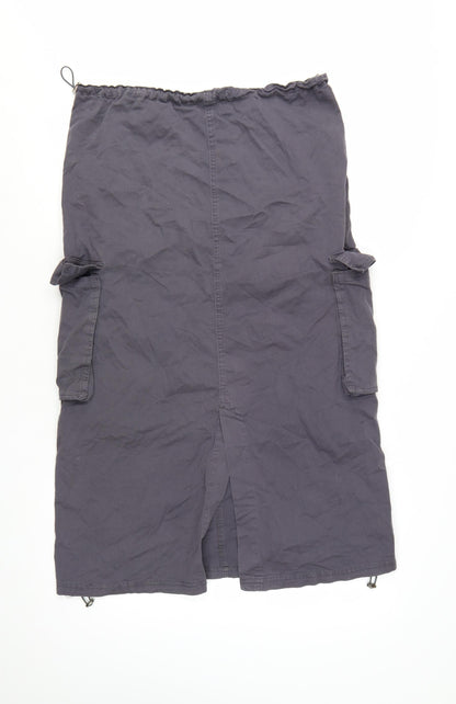 Bershka Women's Grey Cargo Midi Skirt Size S Cotton Twill