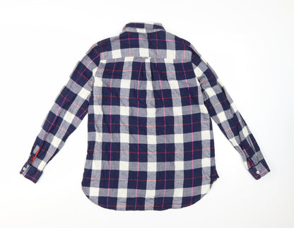Joules Women's Blue Check Cotton Long Sleeve Button-Up Shirt UK 10