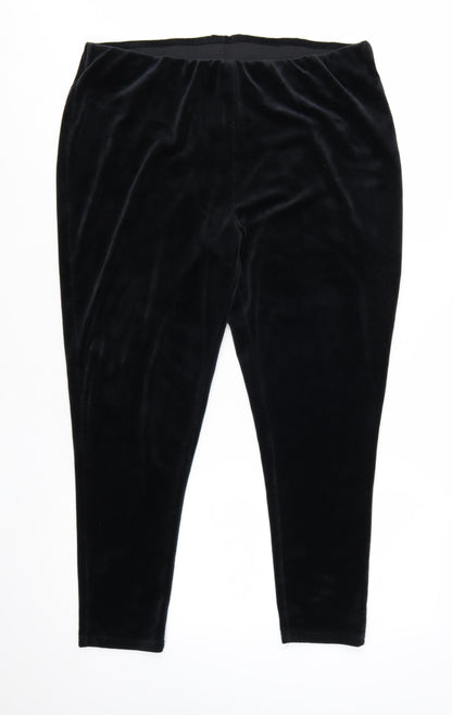 Yours Women’s Black Velvet Stretch Leggings Size 22