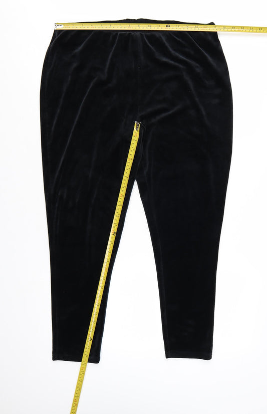 Yours Women’s Black Velvet Stretch Leggings Size 22