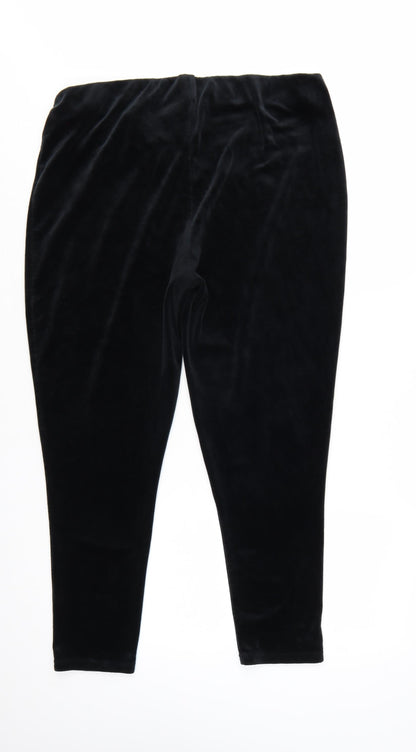 Yours Women’s Black Velvet Stretch Leggings Size 22