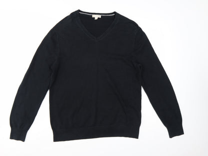 Gap Men's Black Cotton V-Neck Pullover Jumper Size L
