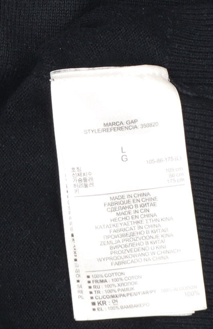 Gap Men's Black Cotton V-Neck Pullover Jumper Size L