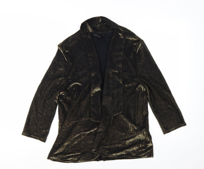 River Island Women's Gold Metallic Wrap Long Sleeve Blouse Size 14