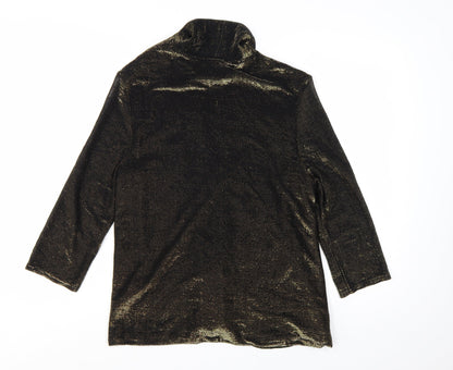 River Island Women's Gold Metallic Wrap Long Sleeve Blouse Size 14