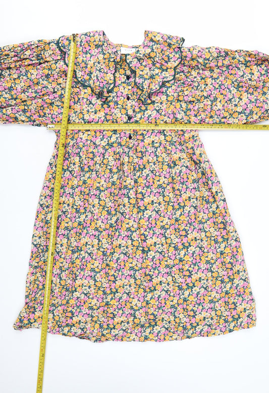 Vila Women's Multicoloured Floral A-Line Knee Length Dress Size 10