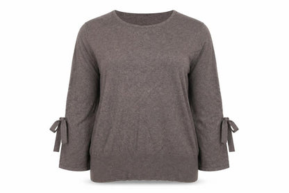 Alfani Women Brown XL 3/4 Sleeve Tie Pullover Jumper
