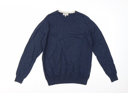 Haworth Mens Blue V-Neck Cotton Pullover Jumper M