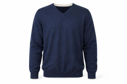 Haworth Mens Blue V-Neck Cotton Pullover Jumper M