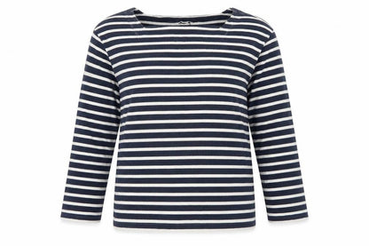 Whistles Womens Blue White Striped Long Sleeve Cotton Top M
