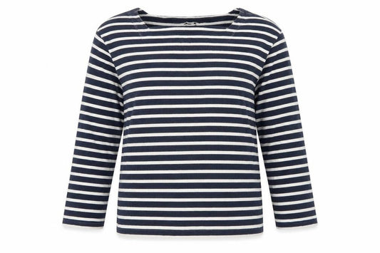Whistles Womens Blue White Striped Long Sleeve Cotton Top M