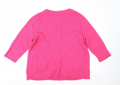 Laura Ashley Women's Pink Wool Blend Pullover Jumper UK 18