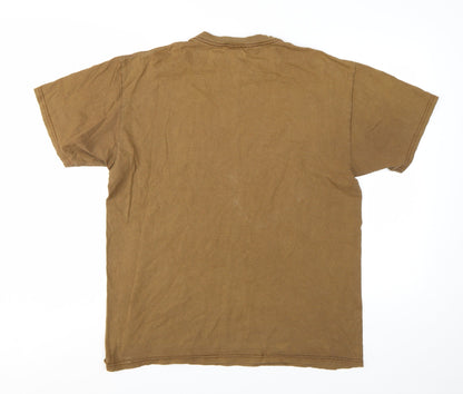 Stussy Men's Brown Graphic Logo T-Shirt Large Cotton Short Sleeve