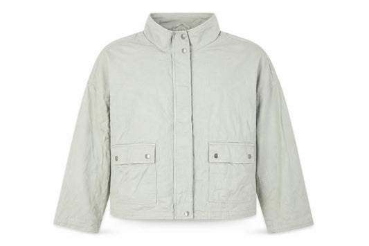 New Look Women Green Cotton Basic Jacket Size 20 Casual Twill Zip-Up