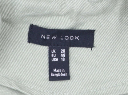 New Look Women Green Cotton Basic Jacket Size 20 Casual Twill Zip-Up