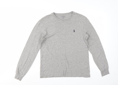 Ralph Lauren Men's Grey Long Sleeve Crew Neck Cotton T-Shirt Small