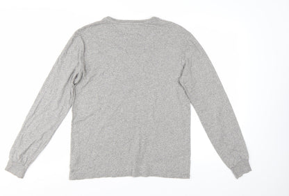 Ralph Lauren Men's Grey Long Sleeve Crew Neck Cotton T-Shirt Small