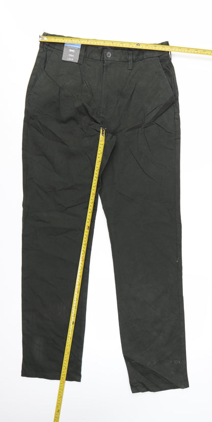 Marks and Spencer Men's Black Chino Trousers 32W 33L Regular Fit