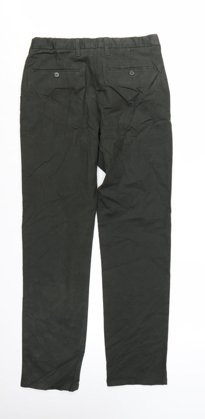 Marks and Spencer Men's Black Chino Trousers 32W 33L Regular Fit