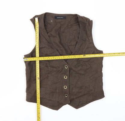 Principles Women's Brown Ramie Sleeveless Waistcoat Size 10
