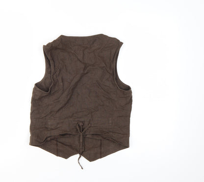 Principles Women's Brown Ramie Sleeveless Waistcoat Size 10