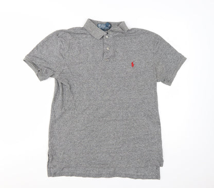 Ralph Lauren Men's Grey Slim Fit Cotton Polo Shirt Size M