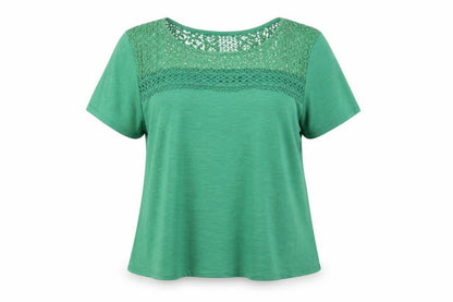Klass Women Green Short Sleeve Crochet Detail T-Shirt XL