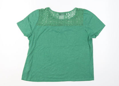 Klass Women Green Short Sleeve Crochet Detail T-Shirt XL