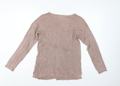 Next Women Beige Beaded Star Long Sleeve Jersey Top Size 8