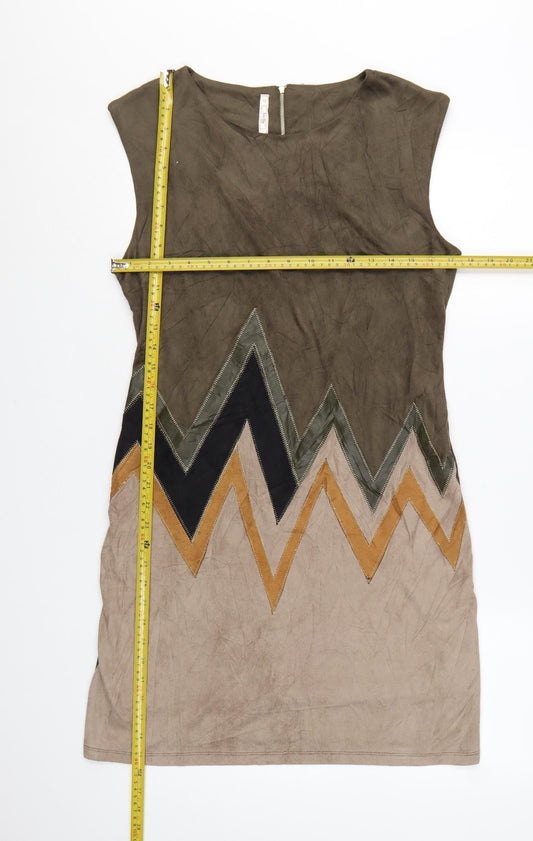 Stella Morgan Women’s Green Geometric Sleeveless Shift Dress Size 12