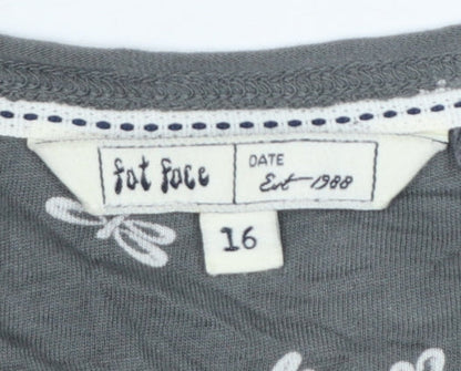 Fat Face Womens Grey Long Sleeve A-Line Dress Size 16