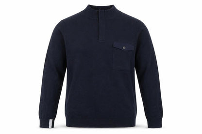 White Stuff Men's Blue 2XL Half Zip High Neck Cotton Jumper
