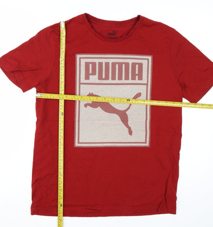 Puma Men's Red Crew Neck Graphic Sports Cotton T-Shirt M