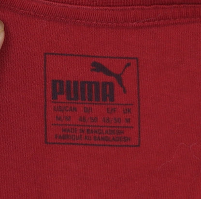 Puma Men's Red Crew Neck Graphic Sports Cotton T-Shirt M