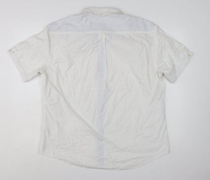 Marks and Spencer Men's White Cotton Short Sleeve Button-Up Shirt XL