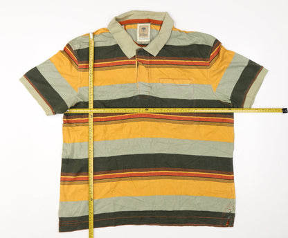Fat Face Men's Multicoloured Striped Cotton Polo Shirt XL
