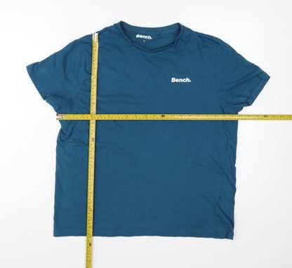 Bench Men's Blue Crew Neck Cotton T-Shirt Size L Casual Style