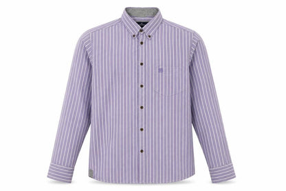 Marks & Spencer Blue Harbour Men's Purple Striped Slim Fit Long Sleeve Cotton Shirt Size L