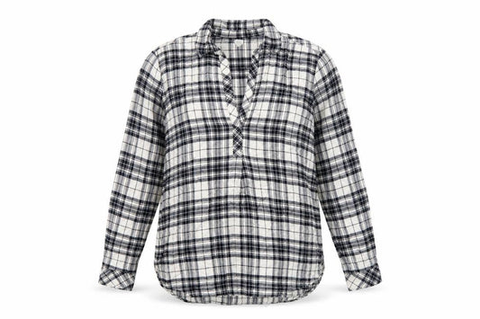 GAP Womens Black Plaid Long Sleeve Rayon Button-Up Shirt Size L