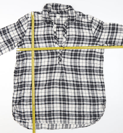 GAP Womens Black Plaid Long Sleeve Rayon Button-Up Shirt Size L