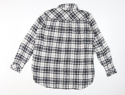 GAP Womens Black Plaid Long Sleeve Rayon Button-Up Shirt Size L