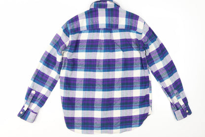 Jack Wills Women's Multicoloured Flannel Check Button-Up Shirt UK14