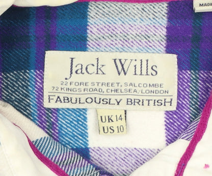Jack Wills Women's Multicoloured Flannel Check Button-Up Shirt UK14